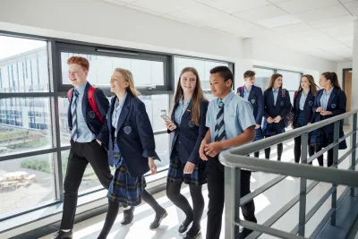 students in corridor